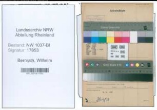 Entnazifizierung Wilhelm Bernrath , geb. 01.08.1895 (Postmeister)