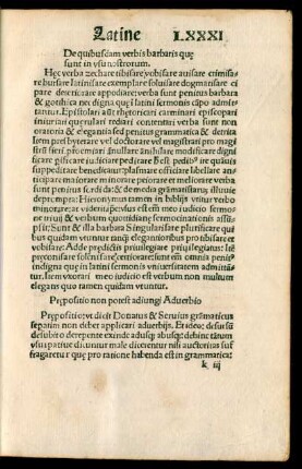 De quibusdam verbis barbaris quae sunt in usu nostrorum.