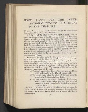 Some plans for the international review of missions in the year 1919