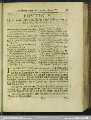 Positio IV. Quare viro Christiano plures simul habere uxores, nec in foro conscientiae licebit