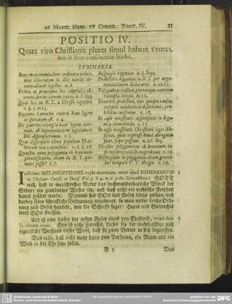 Positio IV. Quare viro Christiano plures simul habere uxores, nec in foro conscientiae licebit