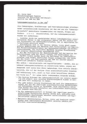 Lebensgemeinschaften in der DDR