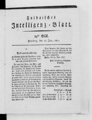 24tes Stück, Ausgabe vom 12. Jun., 1807