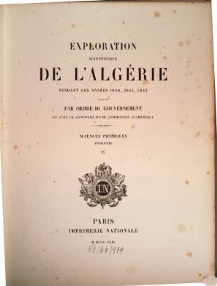 Exploration Scientifique De L'Algérie Pendant Les Années 1840, 1841, 1842. 9