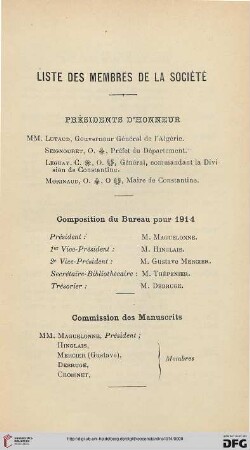 Liste des membres de la Société