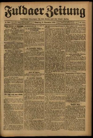 Ausgabe vom Dienstag, den 15. November 1921.