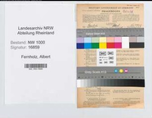 Entnazifizierung Albert Fernholz, geb. 10.10.1905 (Postbeamter)