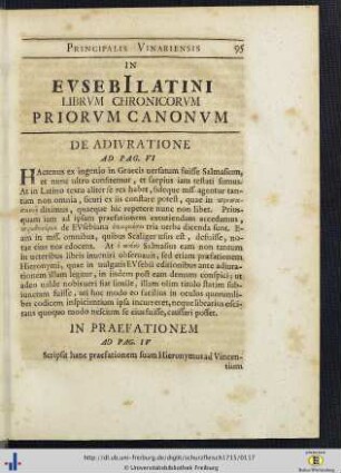 In Eusebii Latini Librum Chronicorum Priorum Canonum.