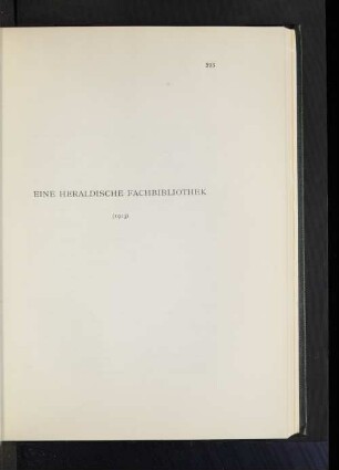Eine heraldische Fachbibliothek (1913).
