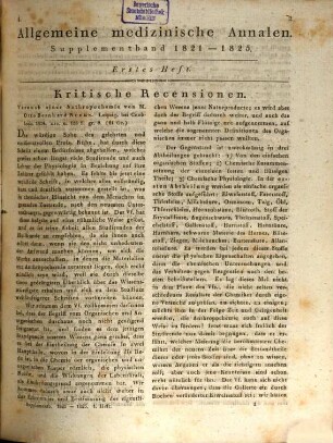 Allgemeine medizinische Annalen des neunzehnten Jahrhunderts. 1825,[a] = Suppl. zu 1821 - 1825