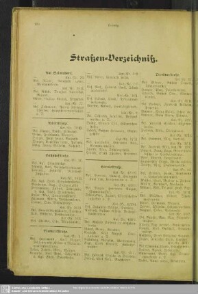 Häuserbuch : Straßen-Verzeichniß