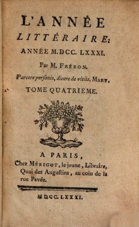 L' année littéraire. 1781,4