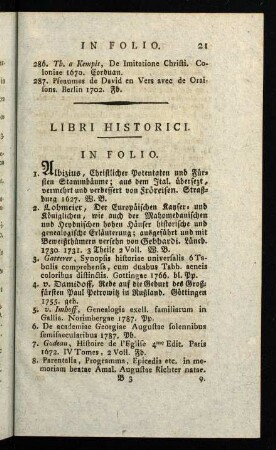 21-64, Libri Historici