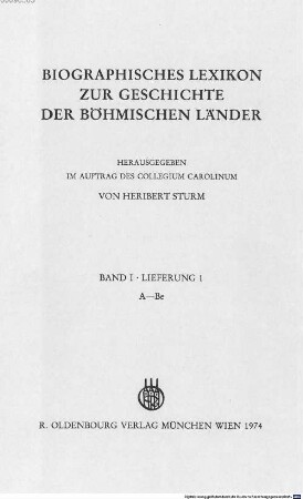Biographisches Lexikon zur Geschichte der böhmischen Länder, 1. A - H