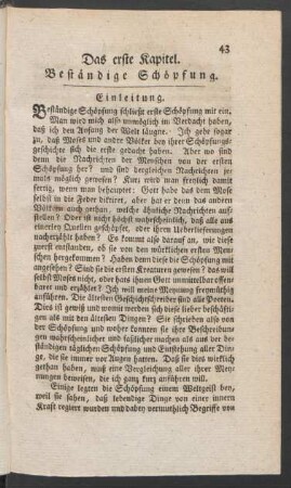 Das erste Kapitel. Beständige Schöpfung