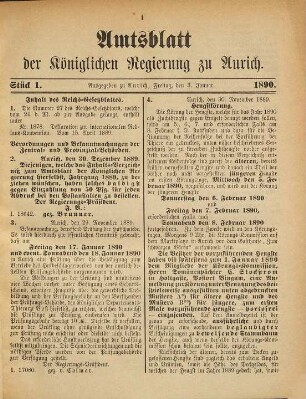 Amtsblatt für den Regierungsbezirk Aurich. 1890
