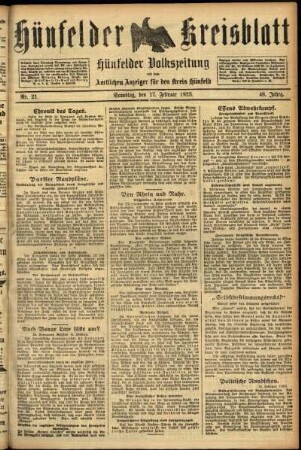 Ausgabe vom Samstag, den 17. Februar 1923.