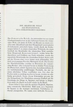 VIII Die Arabische Welt Als Bestandteil Des Osmanischen Reiches