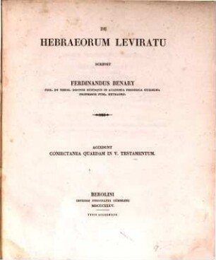 De Hebraeorum leviratu : Accedunt coniectanea quaedam in V. Testamentum