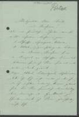 Brief von Ignaz Sigismund Poetsch an Unbekannt