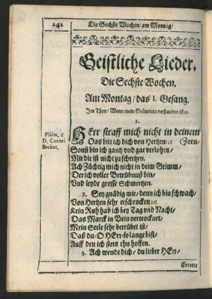 Geistliche Lieder. Die Sechste Wochen.