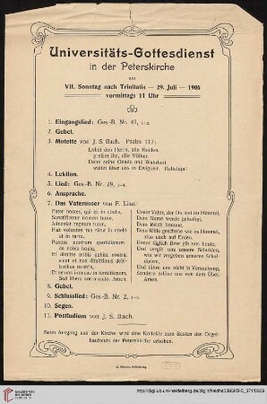 Beilage (Universitätsgottesdienst 29.07.1906)