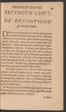 Secundum Caput. De Definitione principiorum.
