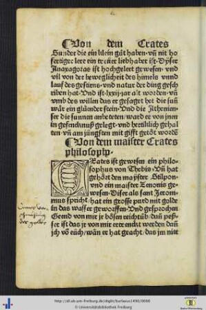 Von dem maister Crates philosopho