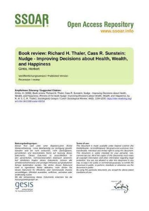 Book review: Richard H. Thaler, Cass R. Sunstein: Nudge - Improving Decisions about Health, Wealth, and Happiness