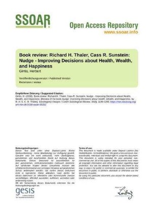 Book review: Richard H. Thaler, Cass R. Sunstein: Nudge - Improving Decisions about Health, Wealth, and Happiness
