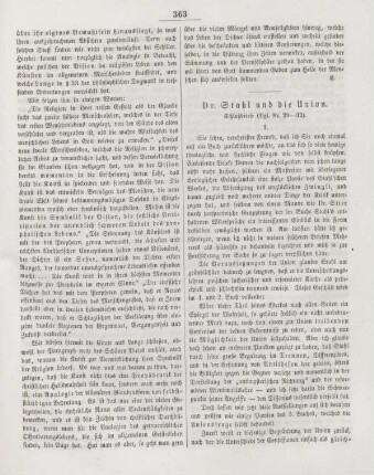363-367 Dr. Stahl und die Union : Schlußbriefe