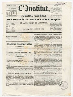 Académie royale des sciences de Paris. Séance publique annuelle du 8 décembre 1834.