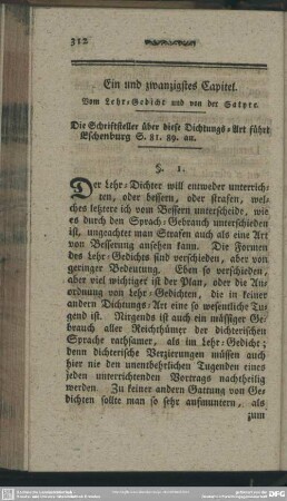 Ein und zwanzigstes Capitel. Vom Lehr-Gedicht und von der Satyre
