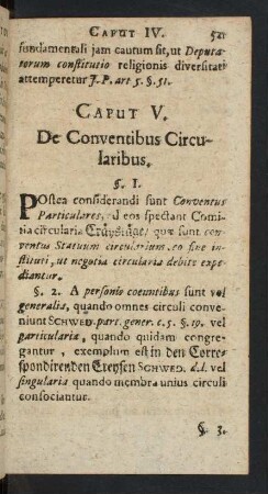 Caput V. De Conventibus Circularibus.