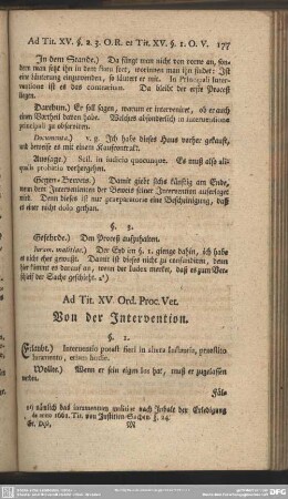 Ad. Tit. XV. Ord. Proc. Vet. Von der Intervention