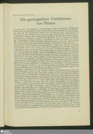 Die geologischen Verhältnisse von Plauen