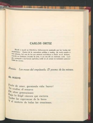 Carlos Ortíz : Poesía: Las rosas del crepúsculo; El poema de las mieses.