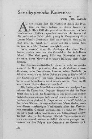 Sozialhygienische Kastration/ von Jos. Leute