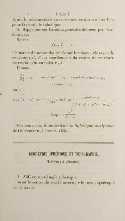 Géométrie sphèrique et topographie.