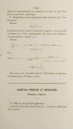 Géométrie sphèrique et topographie.