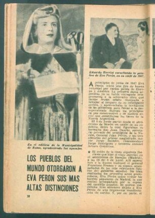 Los pueblos del mundo otorgaron a Eva Perón sus más altas distinciones