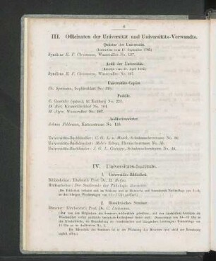 III. Officianten der Universität und Universitäts-Verwandte.
