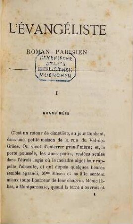 L'évangéliste : Roman parisien