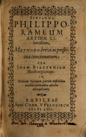 Syntagma Philipporameum artium liberalium