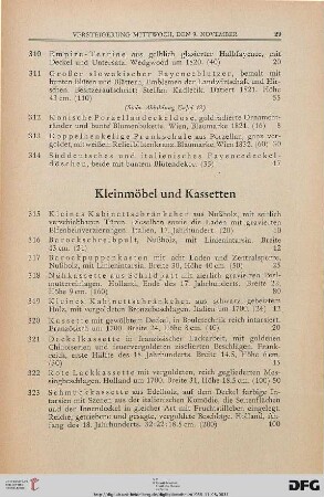 Kleinmöbel und Kassetten (Nr. 315-336)