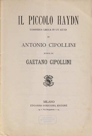 Il piccolo Haydn : commedia lirica in un atto