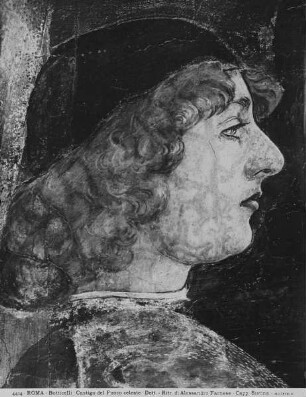 Ausmalung der Cappella Sistina — Wandmalerei des unteren Registers — Vernichtung der Rotte Korah — Vernichtung der Rotte Korah, Detail: Männliches Porträt