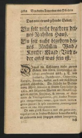 Das neunte und zehende Gebot. Du solt nicht begehren deines Nechsten Hauß. Du solt nicht begehren deines Nechsten Weib / Knecht / Magd / Vieh oder alles was sein ist