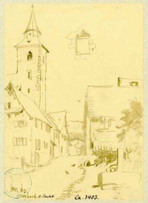 Gernsbach Straßenzug überragt vom Turm der Liebfrauenkirche
