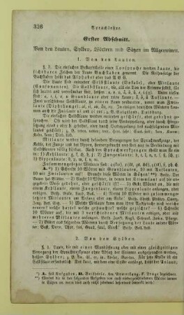 Erster Abschnitt. Von den Lauten, Sylben, Wörtern und Sätzen im Allgemeinen
